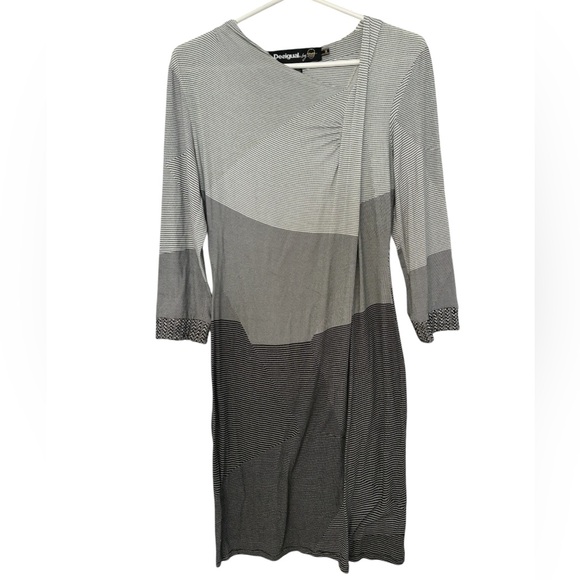 Desigual x Christian Lacroix Dresses & Skirts - Desigual x Christian Lacroix Amber Dress M Grayscale Asymmetrical Knit Sheath